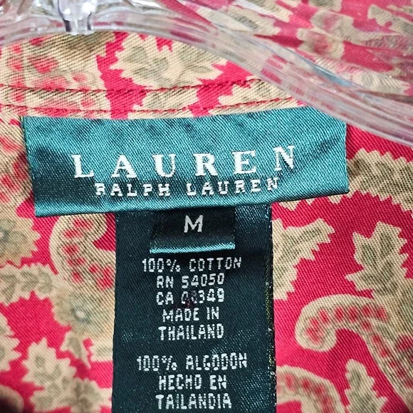 Lauren Ralph Lauren Denim Style Shirt Womens Medium Multi Paisley Snap Button-Up - Picture 6 of 8